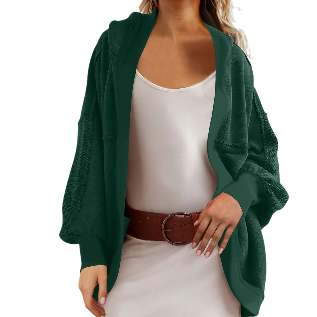 Ladies oversized knitted cardigan with hood and pockets Lune London