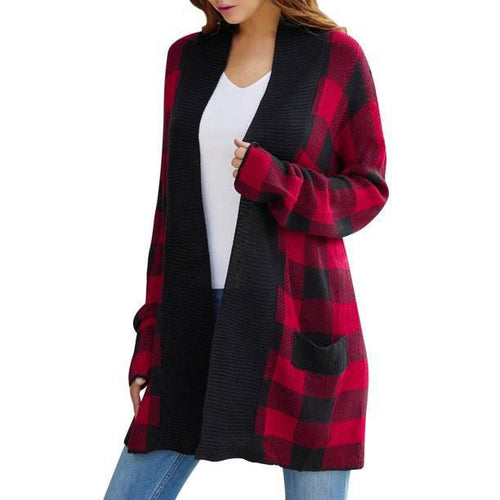 Knit patterned cardigan for women with an open cut and long sleeves Amarae