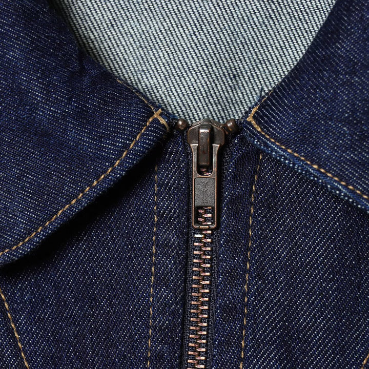 Women's Cropped Denim Jacket with Zipper, Tailored Drawstring and Flap Pockets Amarae