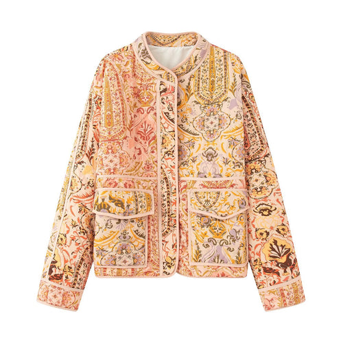 Veste matelassée à motifs floraux pour femmes Chic & Stil