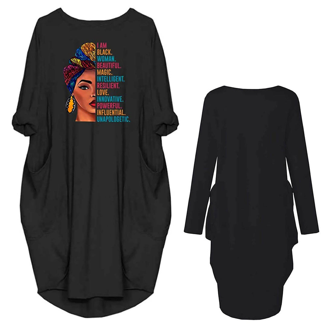 Dress for women with a casual cut and a creative pattern and practical pockets Lune London