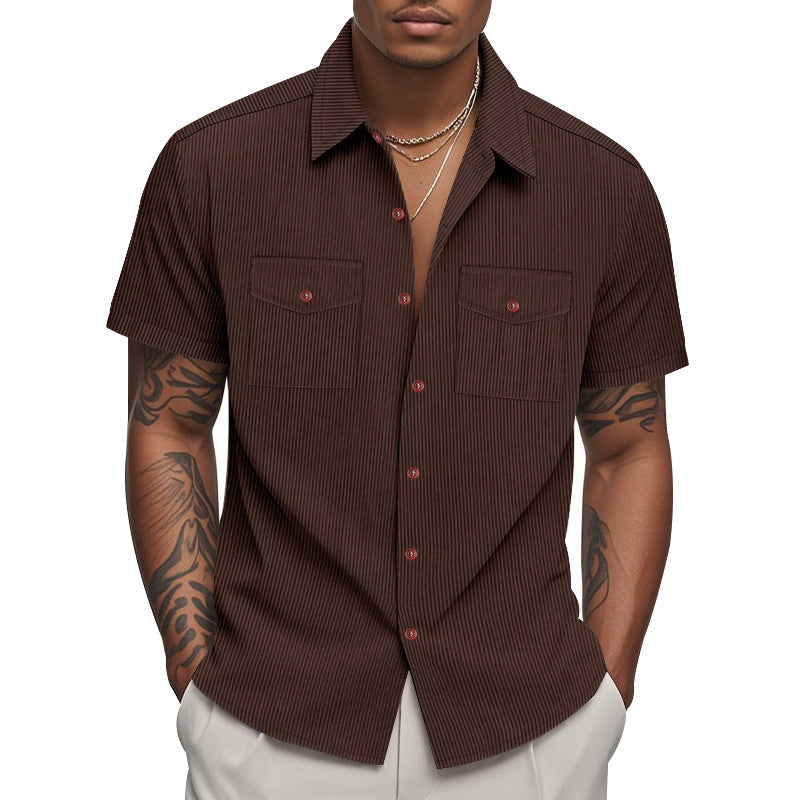 Short-sleeved shirt for men with textured surface and practical chest pockets Lune London
