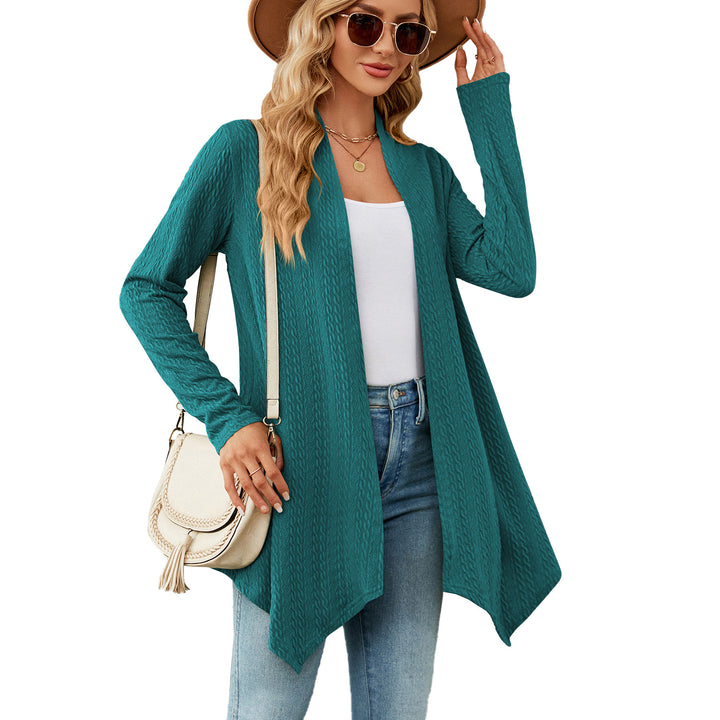 Ladies knitted vest with structured waffle pattern and open front Lune London