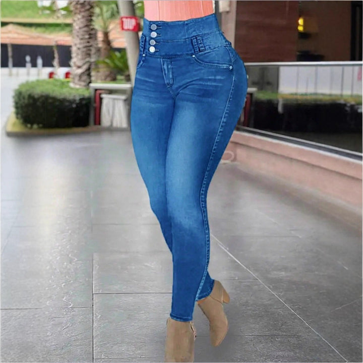 Women High-Waisted Sculpting Skinny Jeans with Reinforced V-Waist and Push-Up Effect Amarae