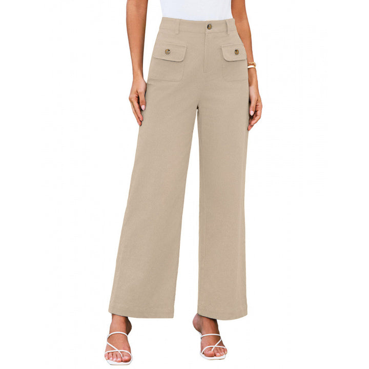 Women High-Waist Palazzo Pants with Flap Button Pockets Amarae