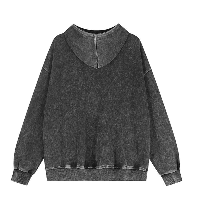 Women's oversized hoodie sweatshirt jacket in used look with stud decoration and full-length zipper Amarae