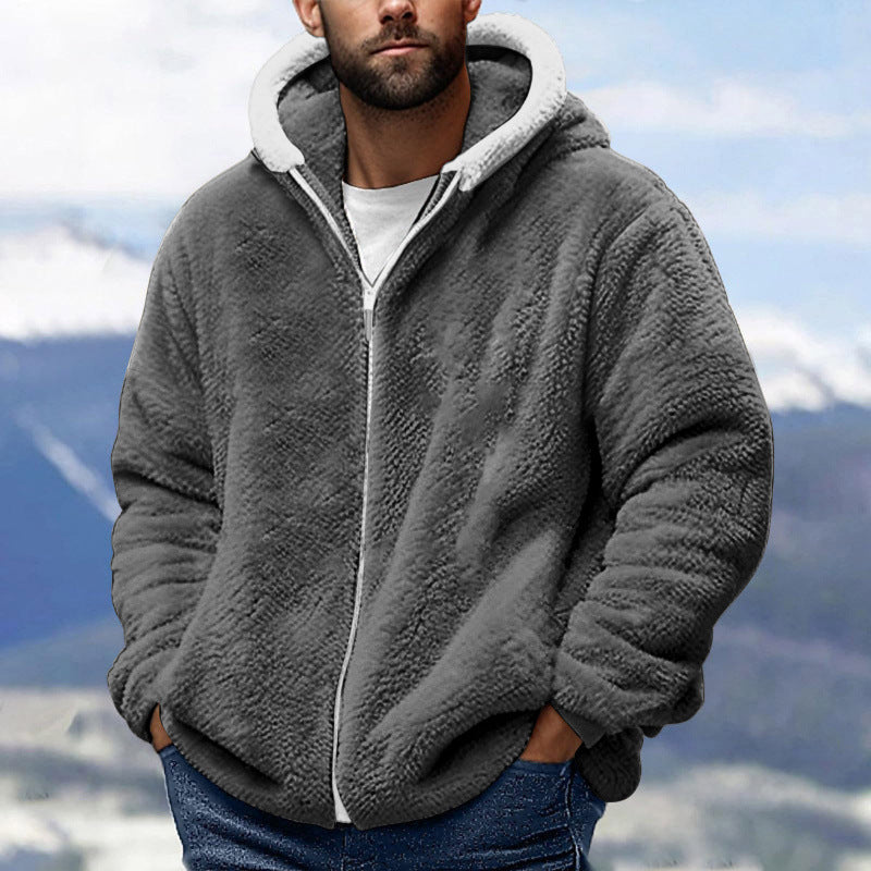 Men's Cozy Teddy Fleece Zip-Up Hoodie with Oversized Fit Amarae