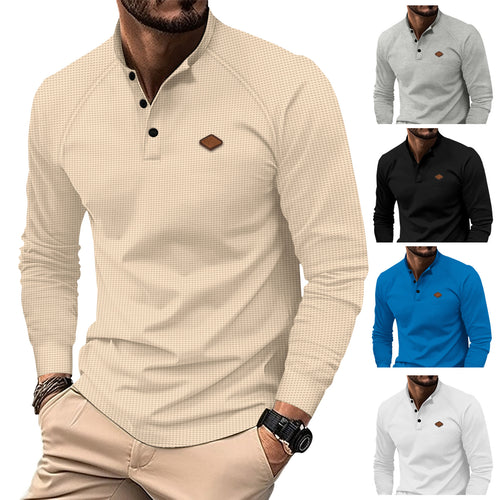 Long-sleeved shirt for men with subtle pattern and trendy collar Amarae