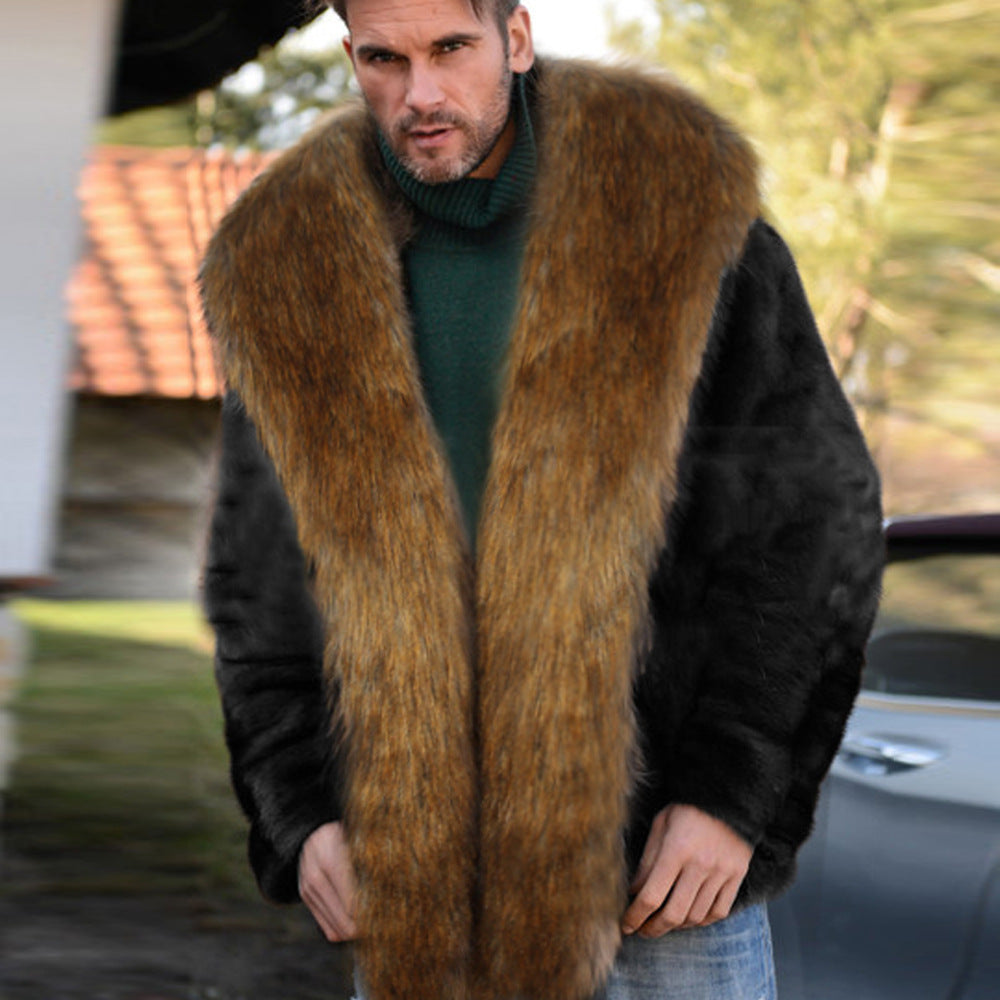 Men's faux fur coat with large collar and elegant details Lune London