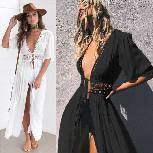 Women Bohemian Crochet Detail Beach Cover-Up Dress Amarae