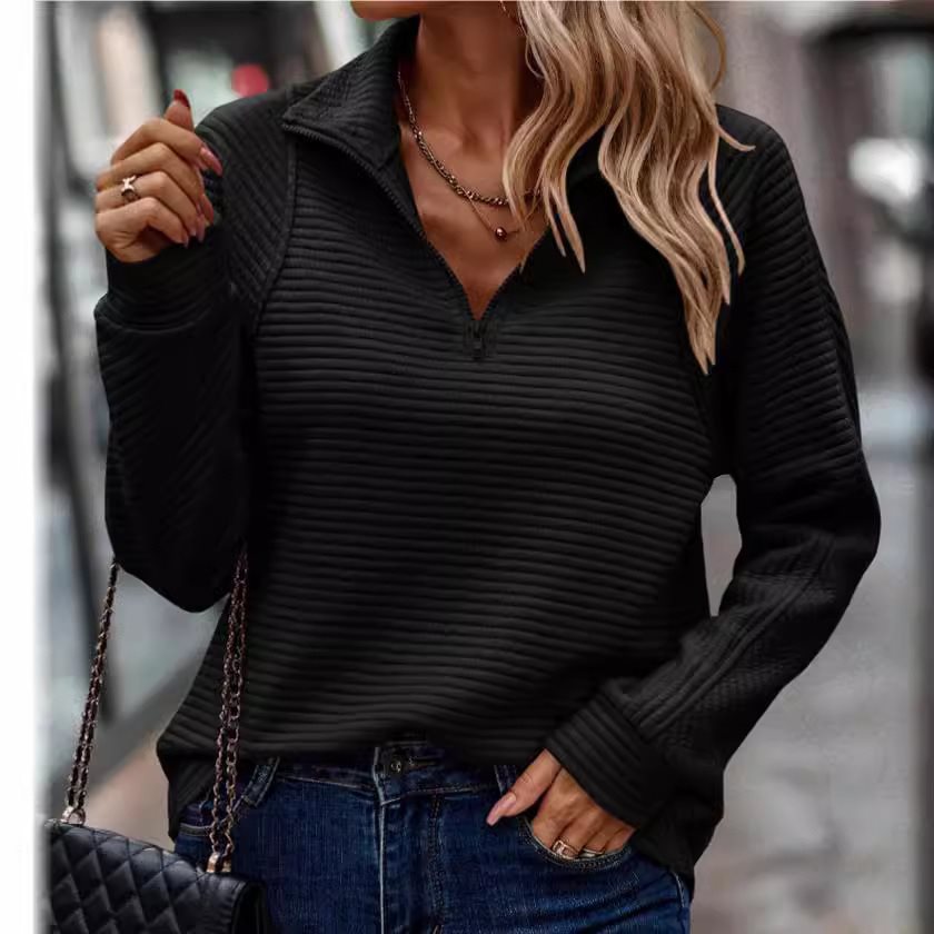 Quilted pullover for women with short zip and relaxed fit Lune London
