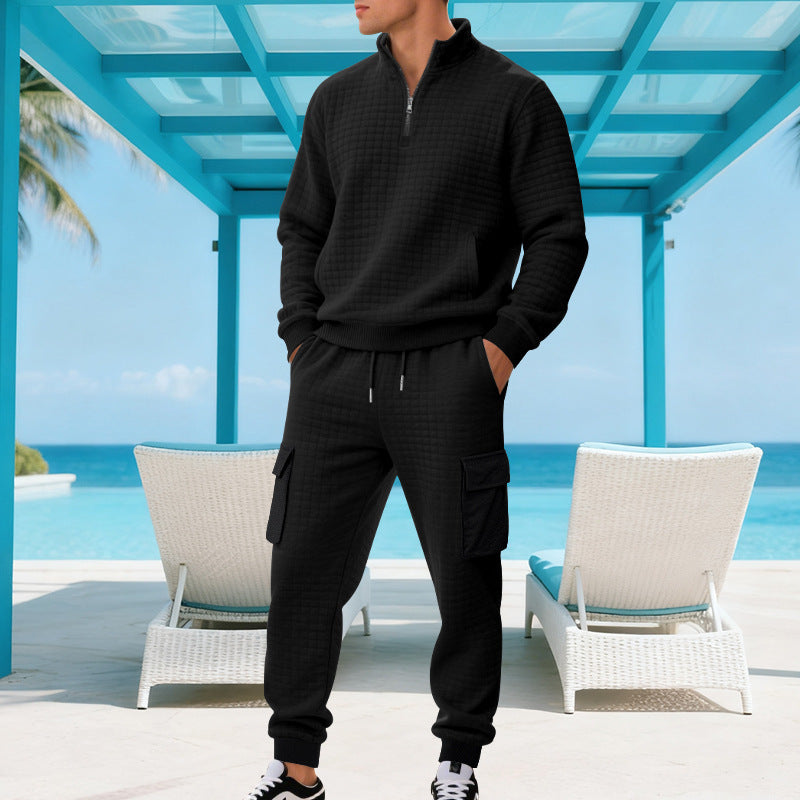 Men's fleece athletic training set with modern high collar and practical pockets Lune London