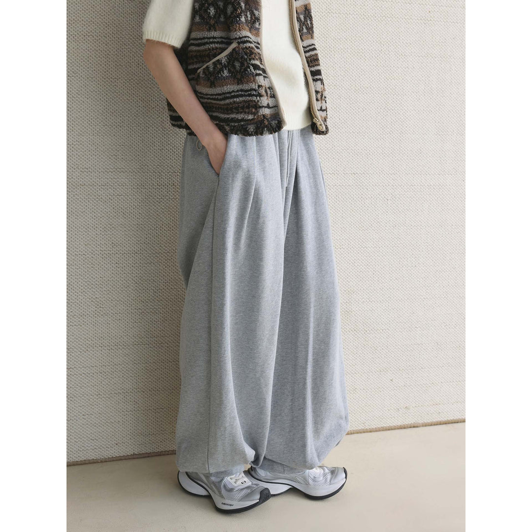 Women Extra Wide Sweat Palazzo Pants made of French Terry with Drawstring