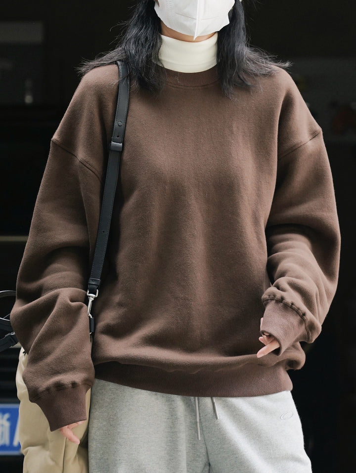 Women's Loose Oversized Sweatshirt with Drop Shoulder and Ribbed Hem Amarae