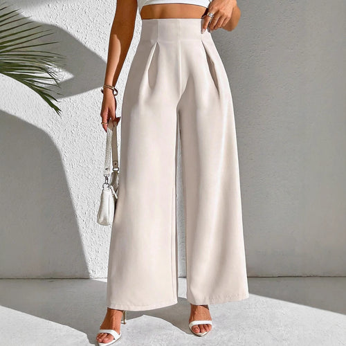 High-waisted wide-leg pants for women with decorative pleats Amarae