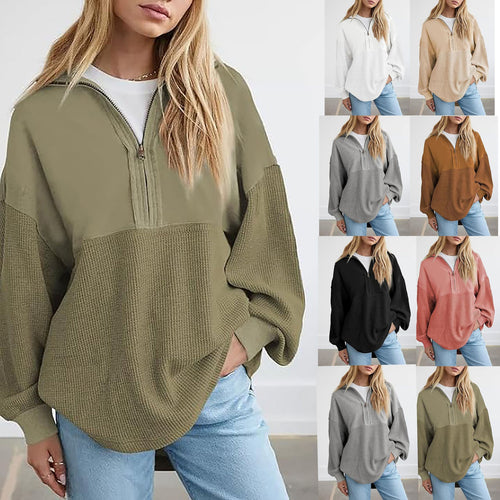 Women's casual sweatshirt with high collar and textured design Amarae
