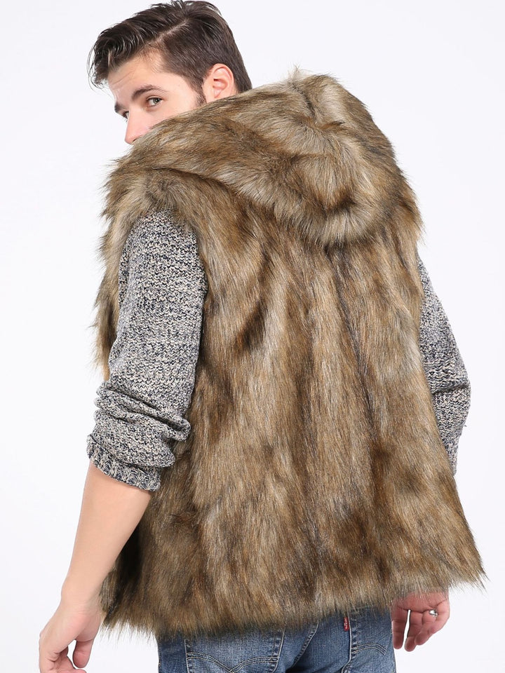 Lune London hooded faux fur jacket for men