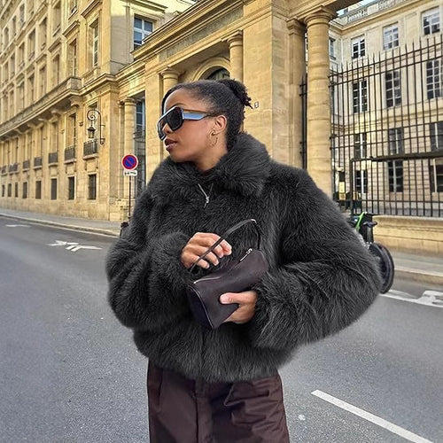 Ladies Designer Faux Fur Jacket Amarae