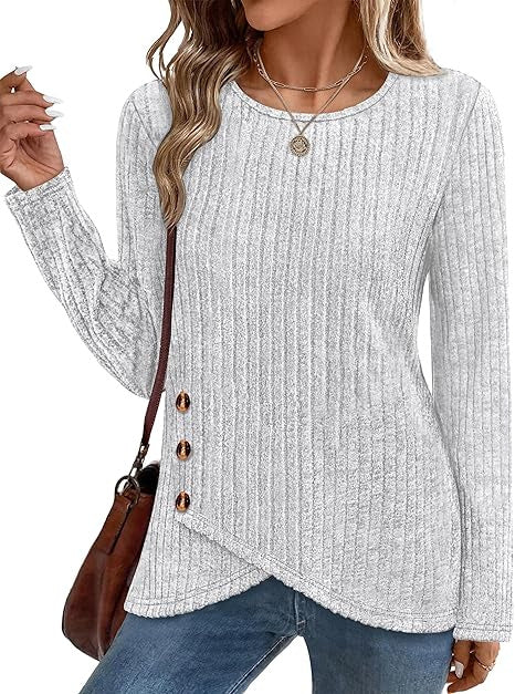 Dames haut tendance et décontracté avec détails de bouton Chic & Stil