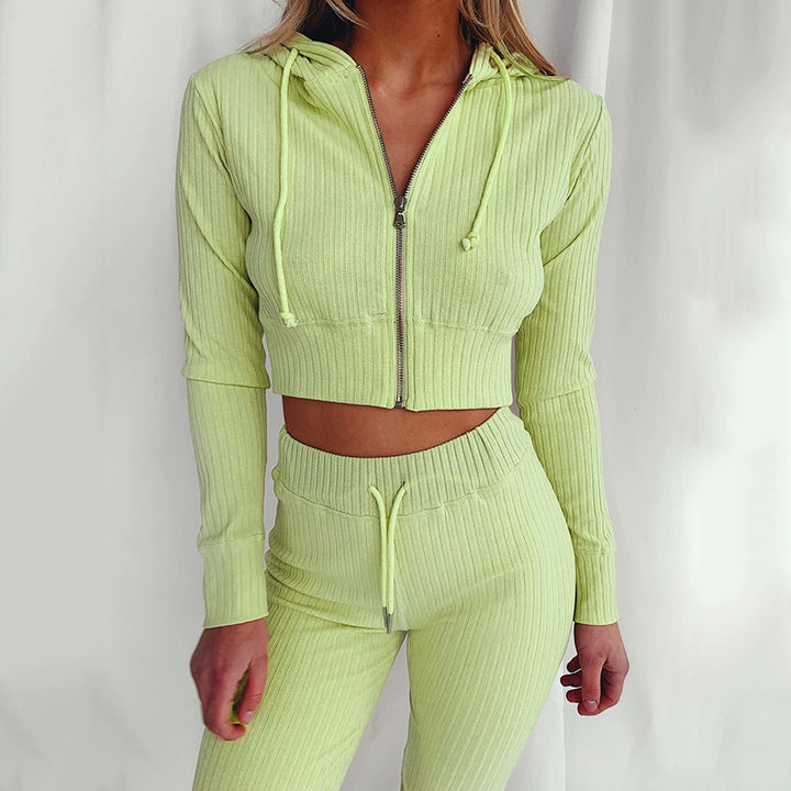 Dames Ensemble de Crop Top Sportif et Leggings Chic & Stil