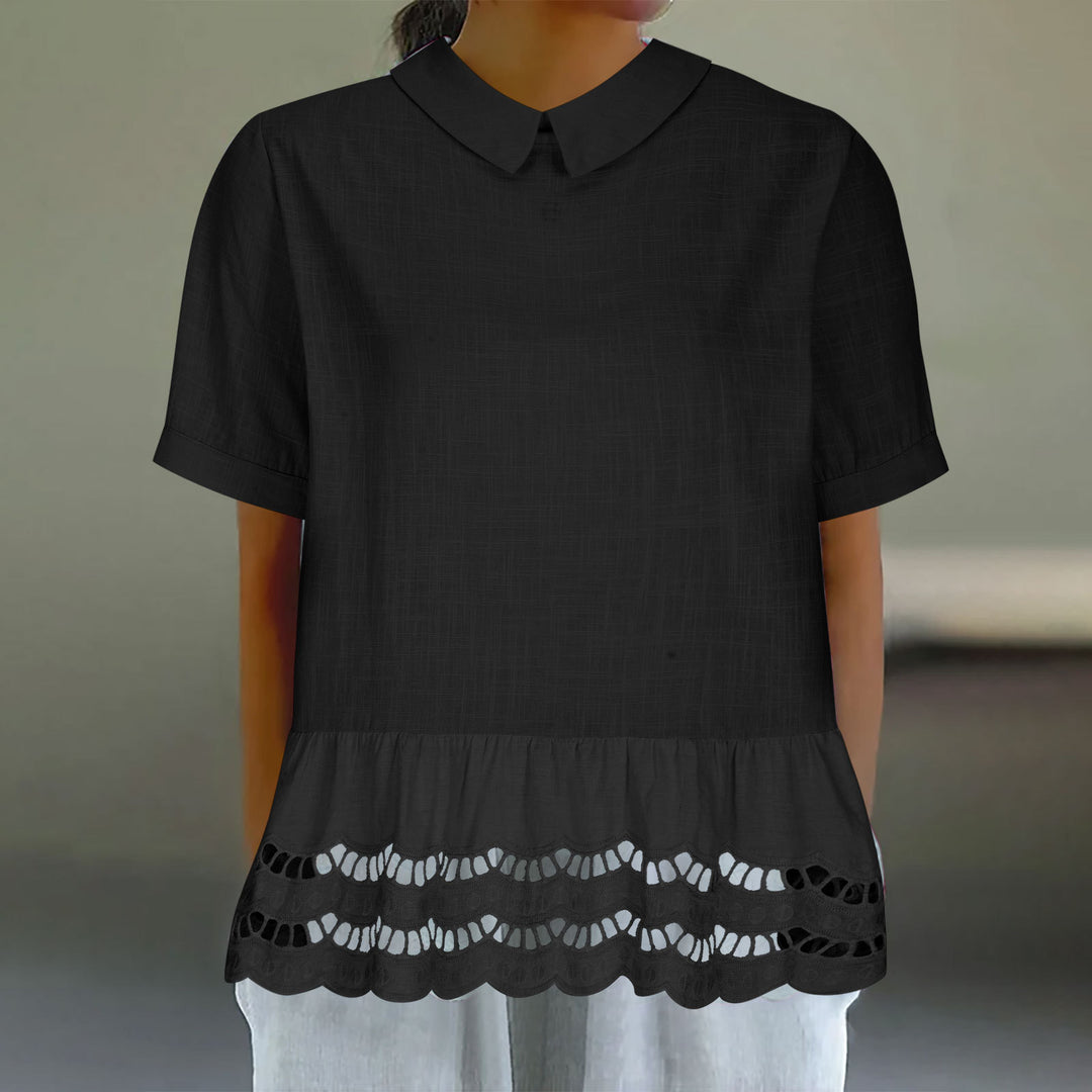 Ladies Chic Peplum Blouse Embroidered Lune London