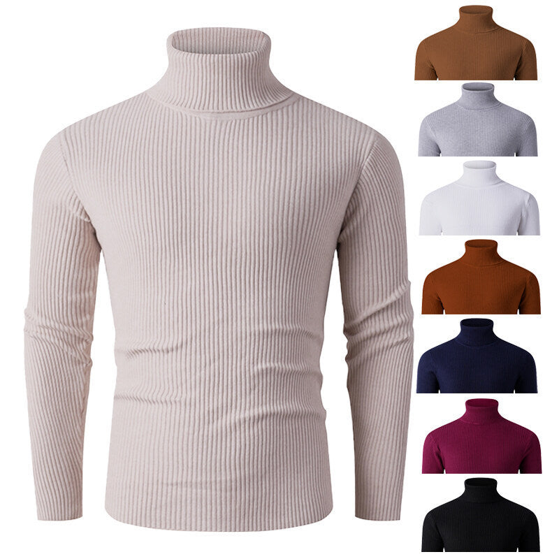 Elegant turtleneck sweater for men in structured knitted material Lune London