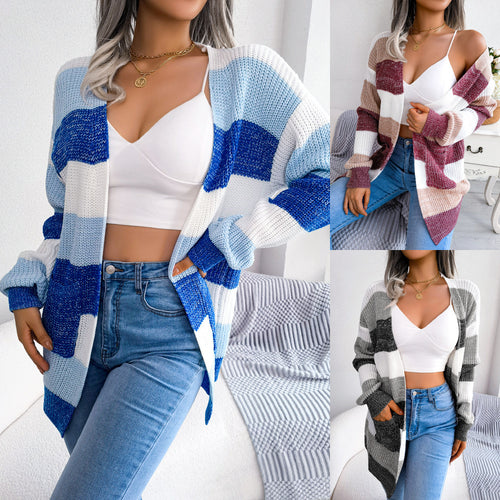 Spring cardigan for women with striped pattern and comfortable fit Amarae
