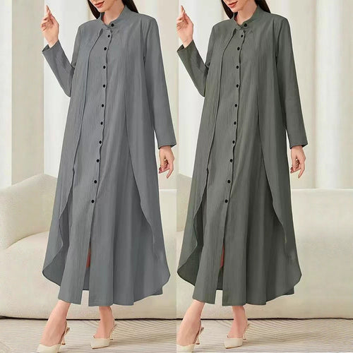 Midi dress for women with a fluid cut and button placket Amarae