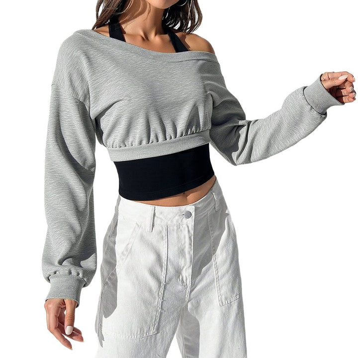 Sweat-shirt court pour femme avec épaule dégagée et taille élastique Chic & Stil