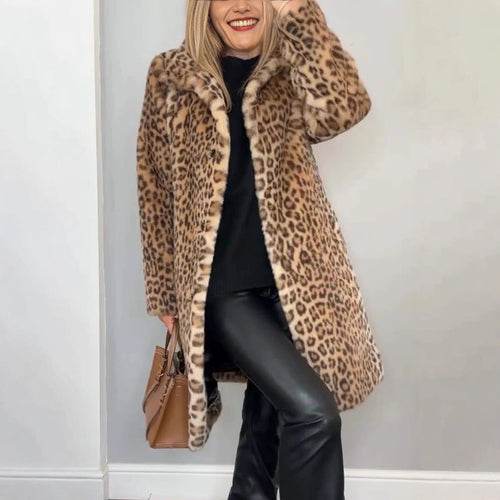 Women’s fleece coat with animal pattern and practical cut Amarae