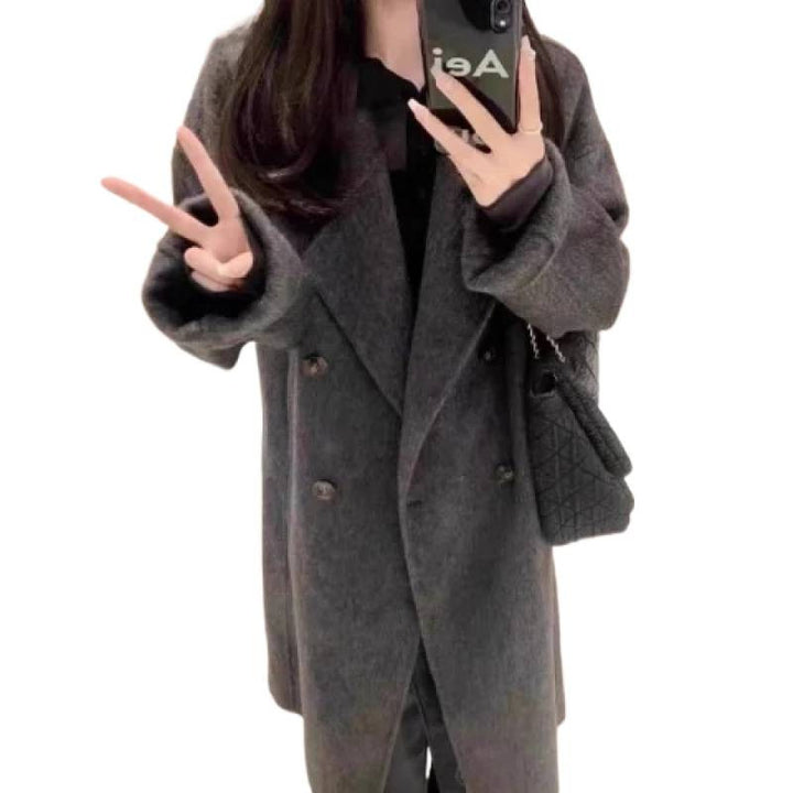 Women Elegant Double-Breasted Wool Coat Chic & Stil