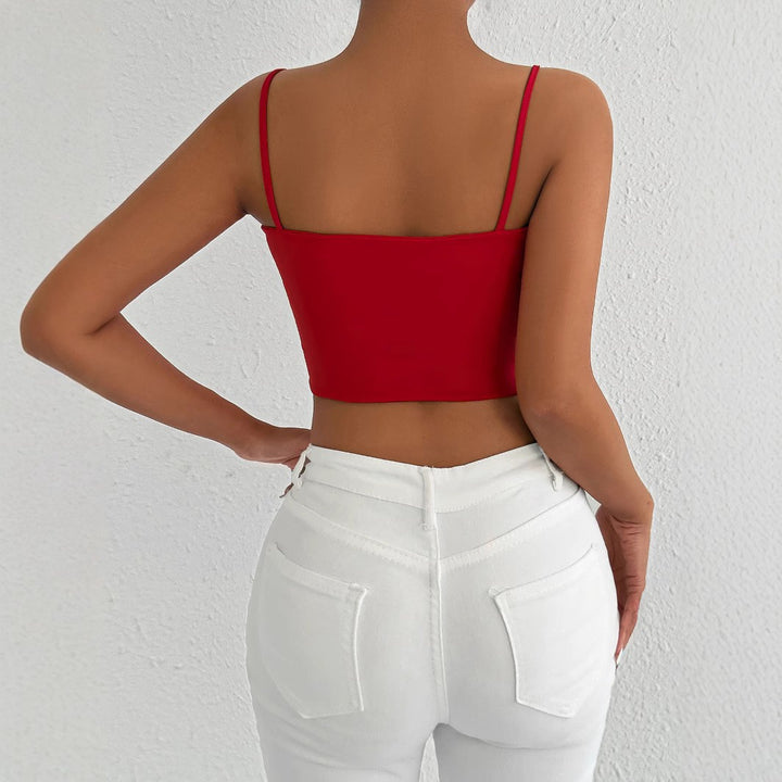 Ladies Fitted Crop Top made of elastic material with spaghetti straps Lune London