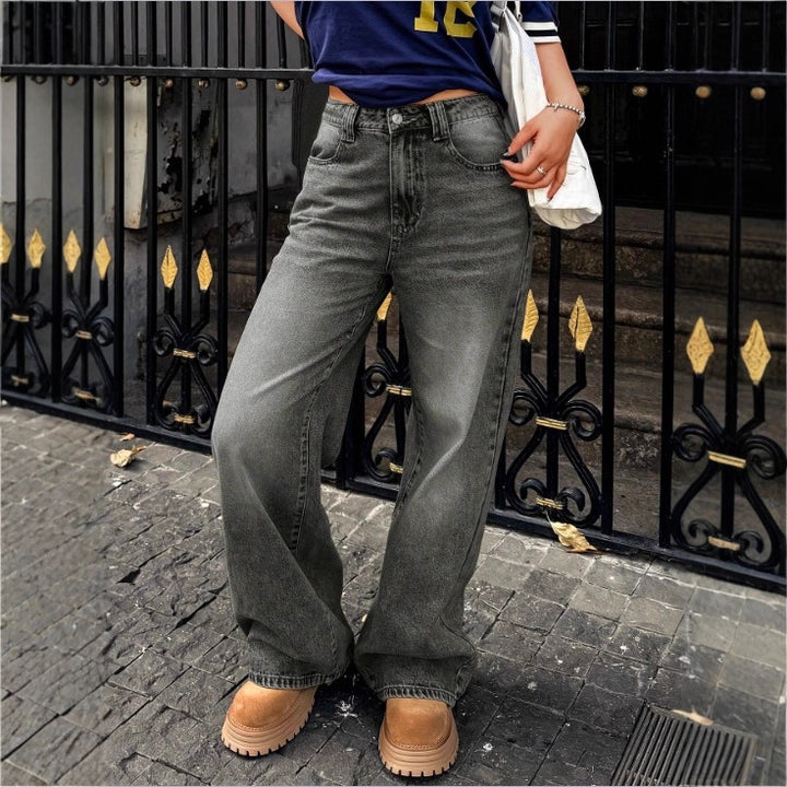 Women's High-Waist Wide Denim Pants with Palazzo Cut Amarae