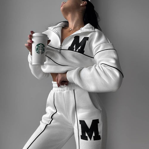 Ladies leisure tracksuit with modern vertical stripes Amarae