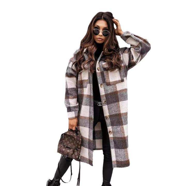 Plaid coat for women in soft material and with practical pockets Lune London