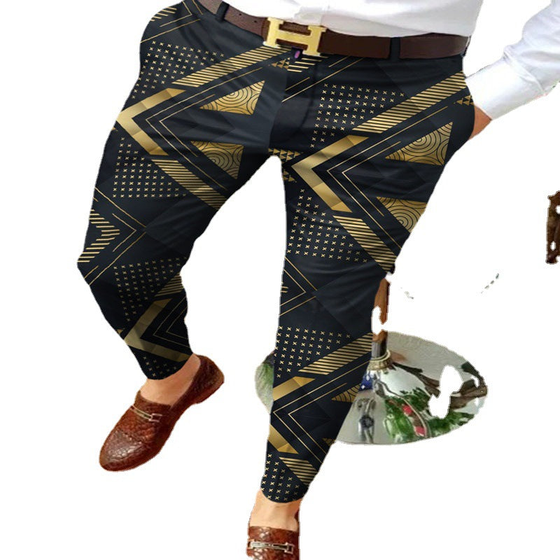 Stylish geometric print slim fit pants for men Lune London