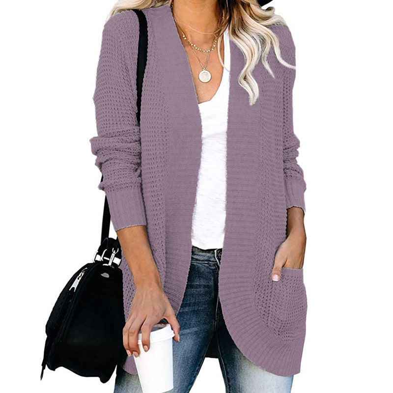 Knitted jacket for women with open front and practical pockets Lune London