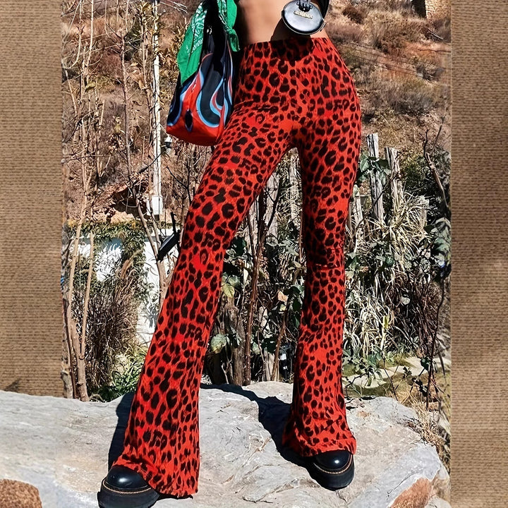 Lune London women's leopard print flared pants
