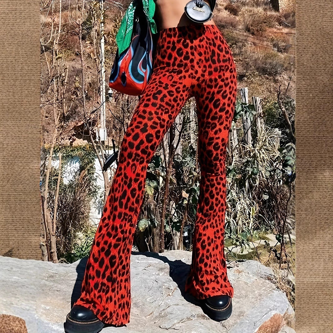Flared pants for women with animal print Lune London
