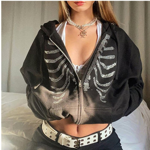 Women's hoodie with striking skeleton design Amarae