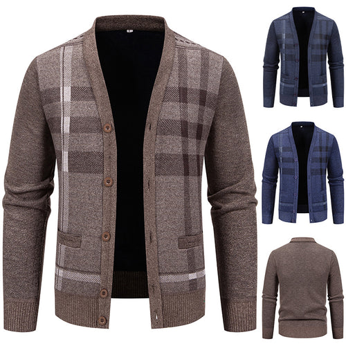 Men's knit jacket with a trendy plaid pattern and practical buttons Amarae