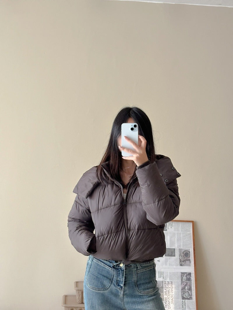 Ladies Short Quilted Cropped Jacket with Wide Lapel Amarae
