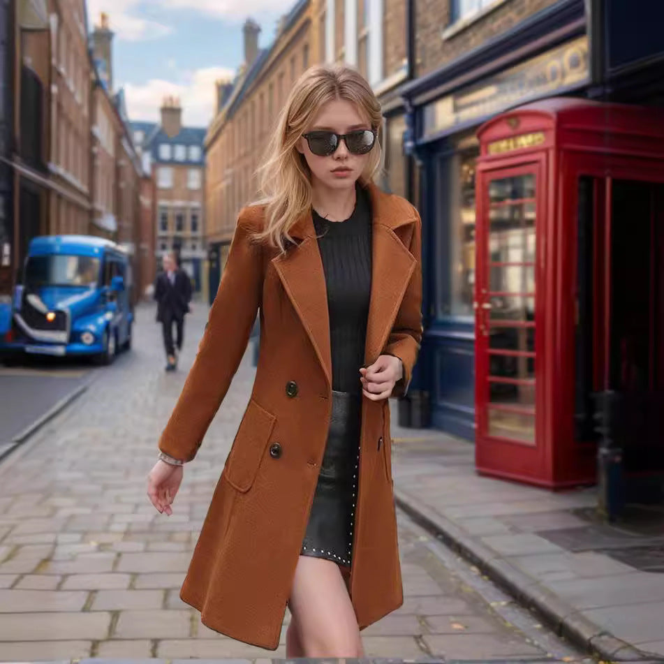 Ladies Elegant Double-Breasted Transition Coat Amarae