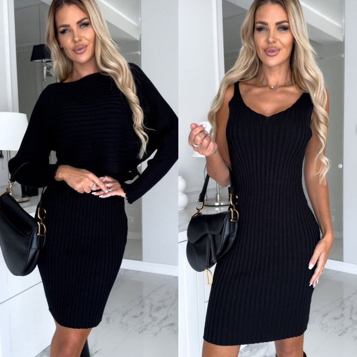 Chic Ribbed Knit Bodycon Dress for Women