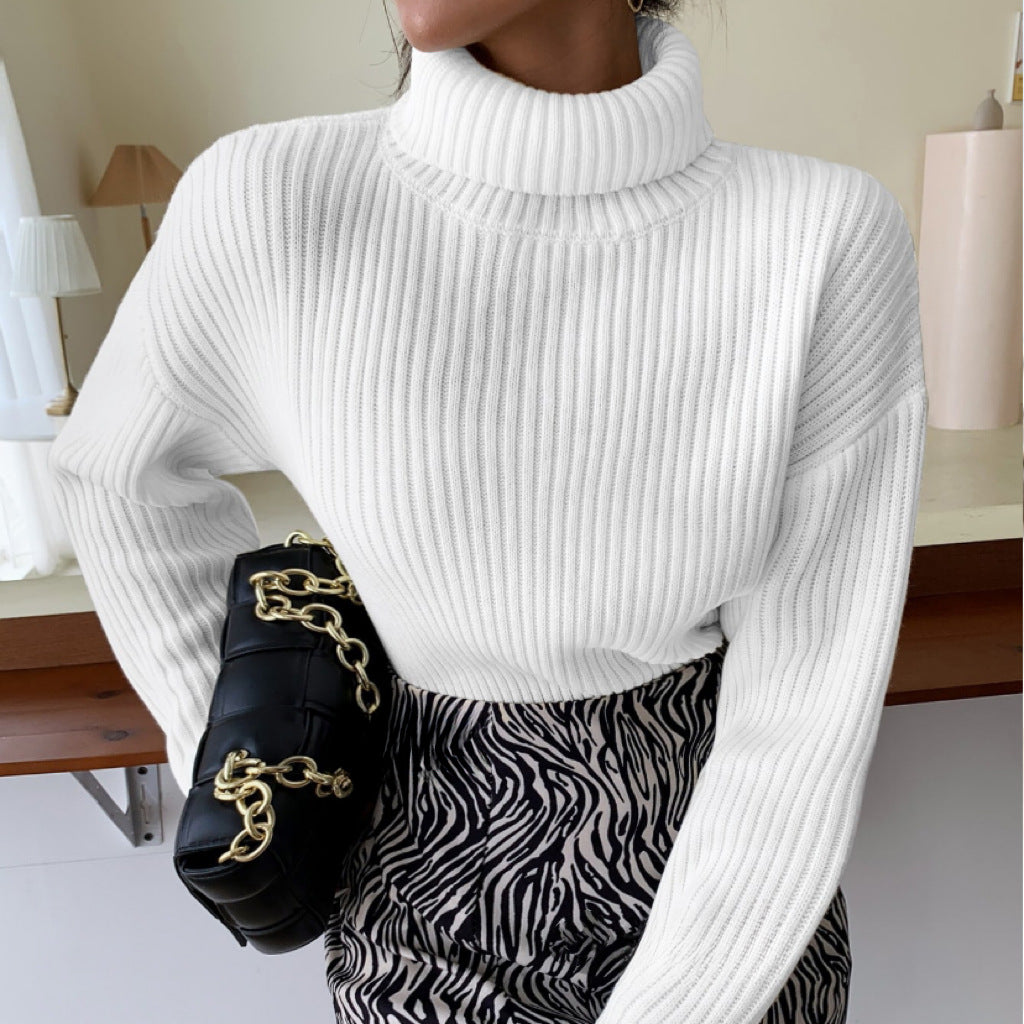 High-quality ribbed knit turtleneck sweater for women Lune London