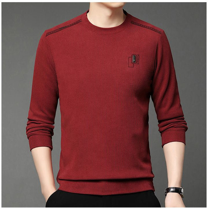 Modern pullover for men with round neck, featuring ribbed structure and stylish contrasting collar Lune London
