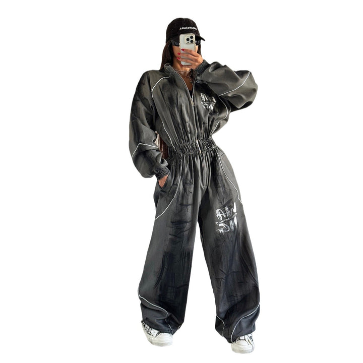 Women's sporty jumpsuit with wide legs and elastic waistband Lune London