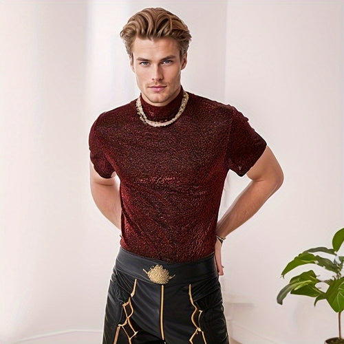 Short sleeve men's T-shirt with a modern glitter design and a trendy cut Amarae