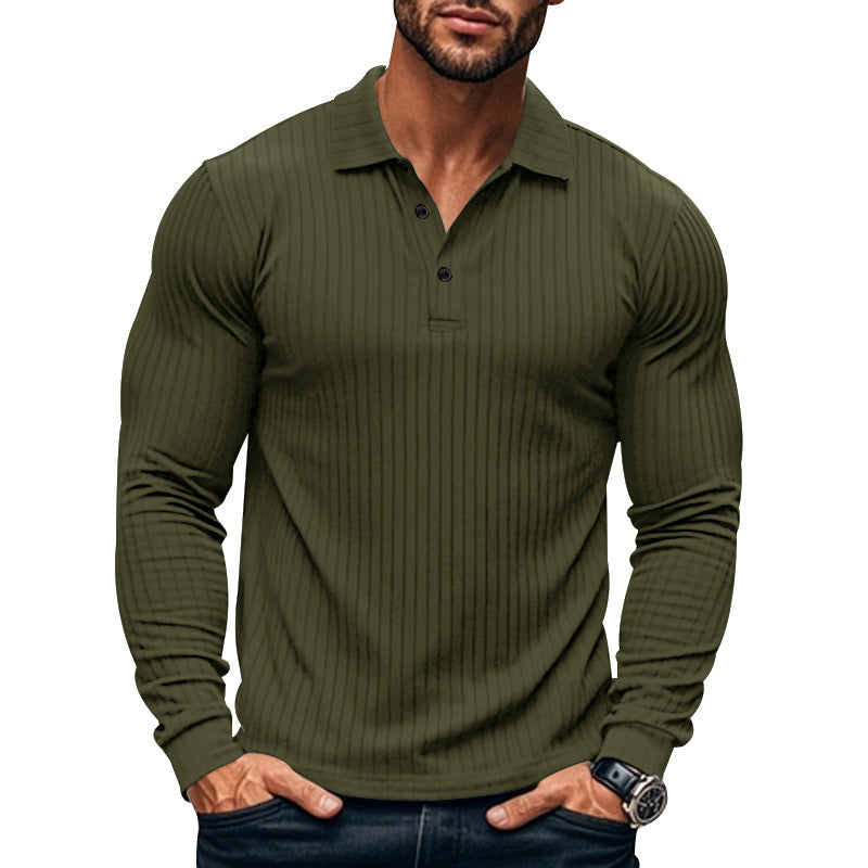 Men's Long Sleeve Henley Shirt with Ribbed Texture Pattern Lune London
