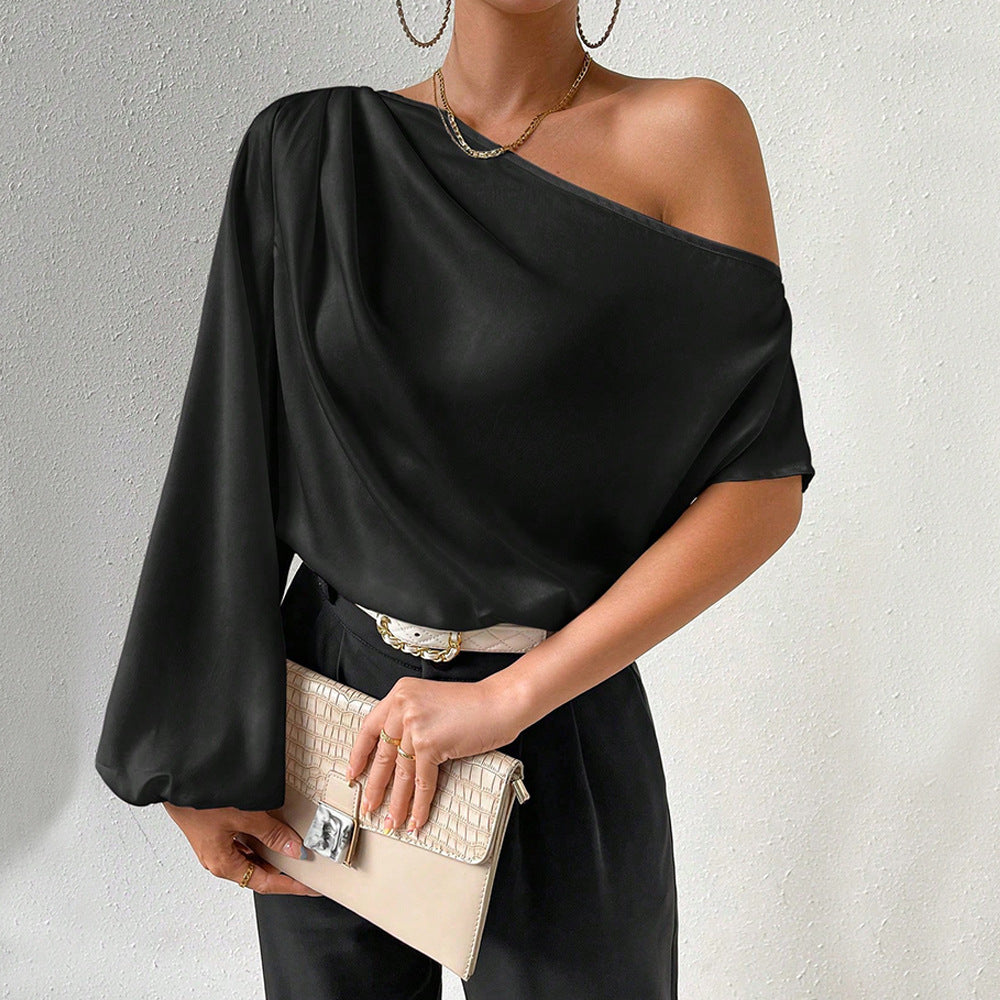 Haut asymétrique pour femmes avec des manches bouffantes élégantes Chic & Stil
